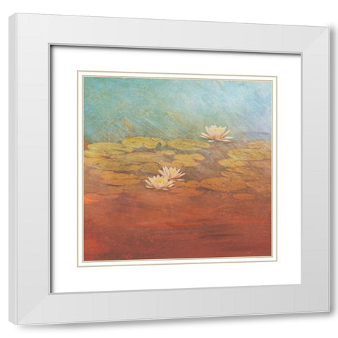 Pond Lilies I White Modern Wood Framed Art Print with Double Matting by Melious, Amy