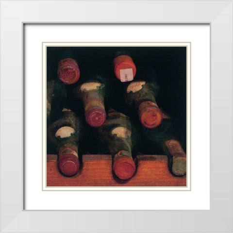 Vintage Wine Cellar II White Modern Wood Framed Art Print with Double Matting by Melious, Amy