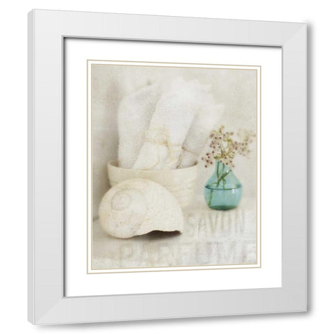 Bath I White Modern Wood Framed Art Print with Double Matting by Melious, Amy