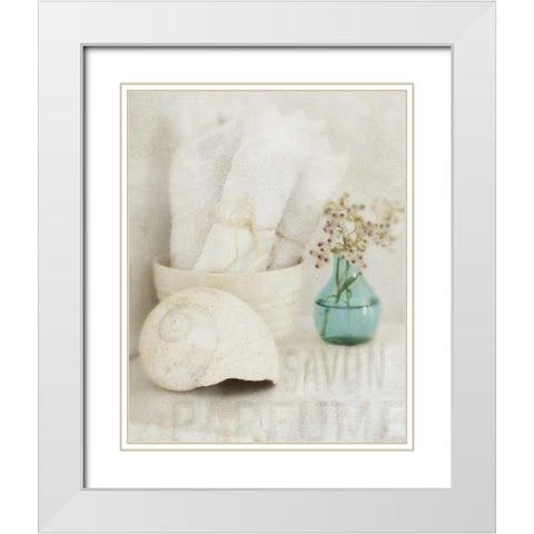 Bath I White Modern Wood Framed Art Print with Double Matting by Melious, Amy