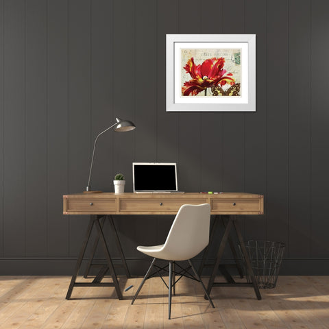 Carte Postale Tulip I White Modern Wood Framed Art Print with Double Matting by Melious, Amy
