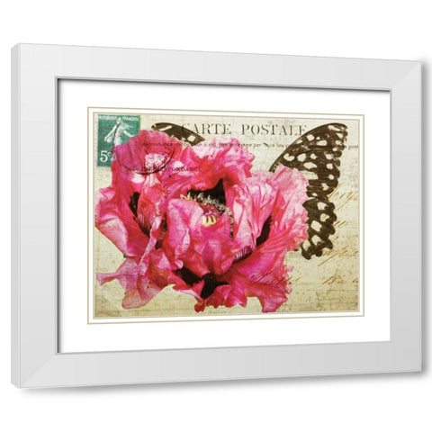 Carte Postale Poppy White Modern Wood Framed Art Print with Double Matting by Melious, Amy