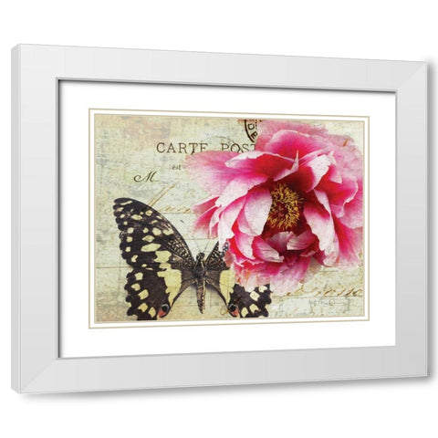 Carte Postale Peony White Modern Wood Framed Art Print with Double Matting by Melious, Amy