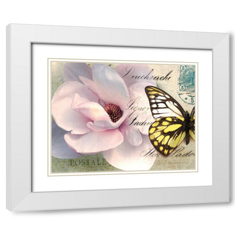 Carte Postale Magnolia II White Modern Wood Framed Art Print with Double Matting by Melious, Amy