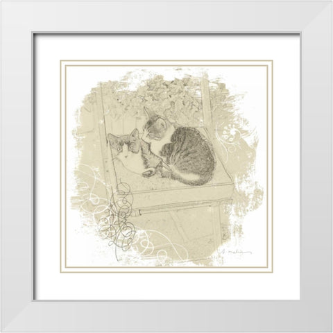 Feline Illustration II White Modern Wood Framed Art Print with Double Matting by Melious, Amy