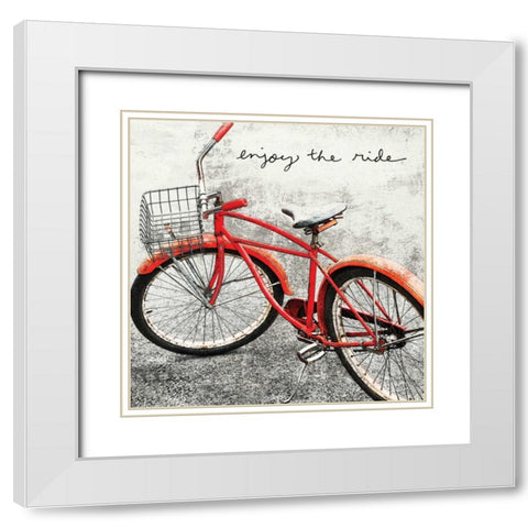 Enjoy the Ride White Modern Wood Framed Art Print with Double Matting by Melious, Amy