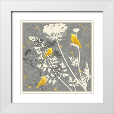 Gray Meadow Lace I White Modern Wood Framed Art Print with Double Matting by Meyer, Jill