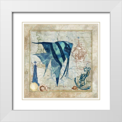 Nautical Fish I White Modern Wood Framed Art Print with Double Matting by Meyer, Jill