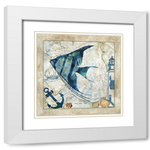 Nautical Fish II White Modern Wood Framed Art Print with Double Matting by Meyer, Jill