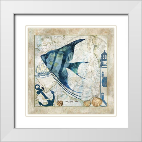 Nautical Fish II White Modern Wood Framed Art Print with Double Matting by Meyer, Jill