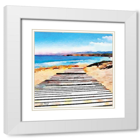 Pier Review White Modern Wood Framed Art Print with Double Matting by Meyer, Jill