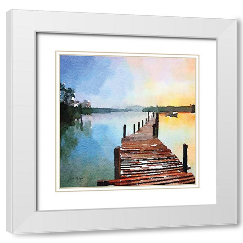 Pier Review II White Modern Wood Framed Art Print with Double Matting by Meyer, Jill