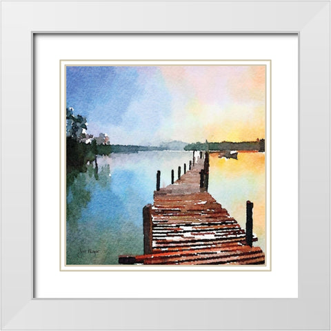 Pier Review II White Modern Wood Framed Art Print with Double Matting by Meyer, Jill