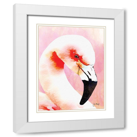 Amazing Flamingos I White Modern Wood Framed Art Print with Double Matting by Meyer, Jill