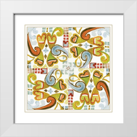 Ikat Tile I White Modern Wood Framed Art Print with Double Matting by Ferry, Margaret