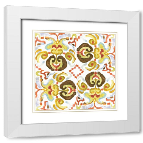 Ikat Tile II White Modern Wood Framed Art Print with Double Matting by Ferry, Margaret