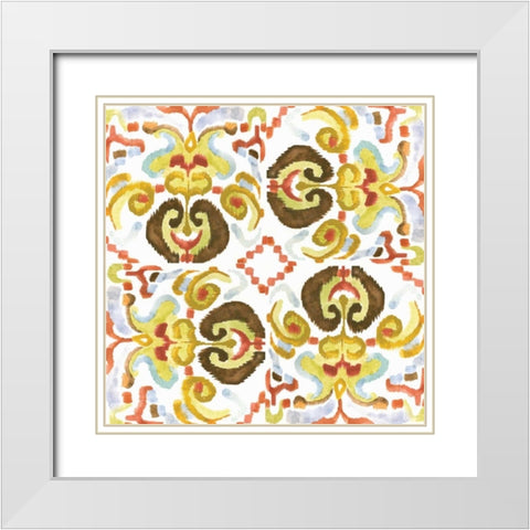 Ikat Tile II White Modern Wood Framed Art Print with Double Matting by Ferry, Margaret