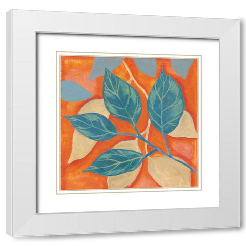 Summer Leaves I White Modern Wood Framed Art Print with Double Matting by Ferry, Margaret
