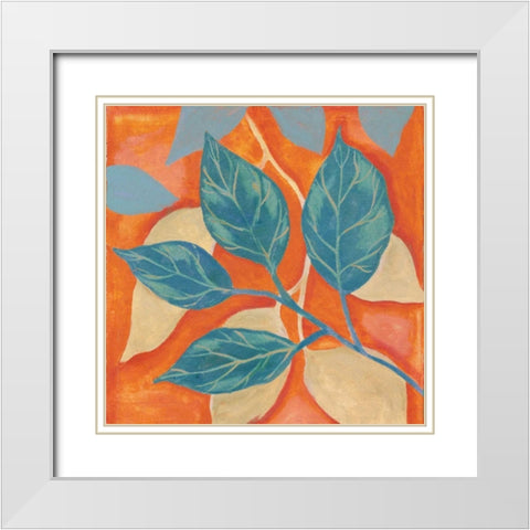 Summer Leaves I White Modern Wood Framed Art Print with Double Matting by Ferry, Margaret