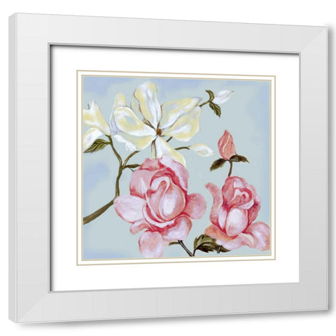 Pastel Floral I White Modern Wood Framed Art Print with Double Matting by Ferry, Margaret