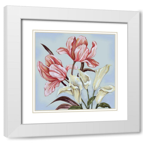 Pastel Floral II White Modern Wood Framed Art Print with Double Matting by Ferry, Margaret