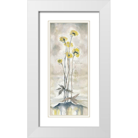 Yellow Blossoms I White Modern Wood Framed Art Print with Double Matting by Ferry, Margaret