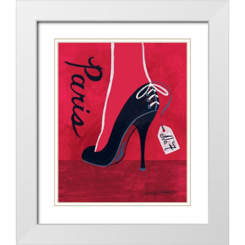 High Heels Paris White Modern Wood Framed Art Print with Double Matting by Matla, Jennifer