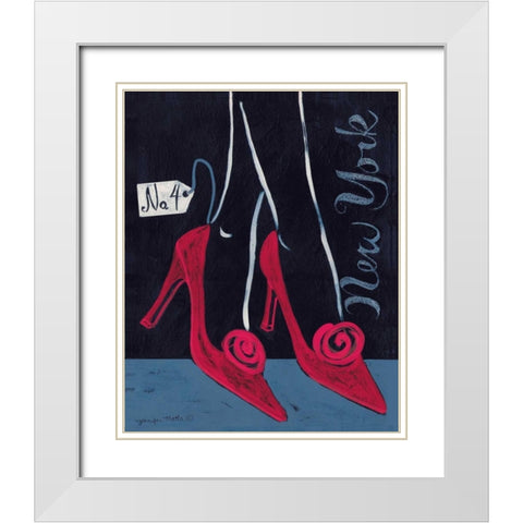 High Heels New York White Modern Wood Framed Art Print with Double Matting by Matla, Jennifer