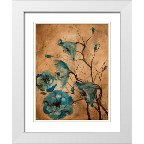 Blue Poppies II White Modern Wood Framed Art Print with Double Matting by Monahan, Jodi