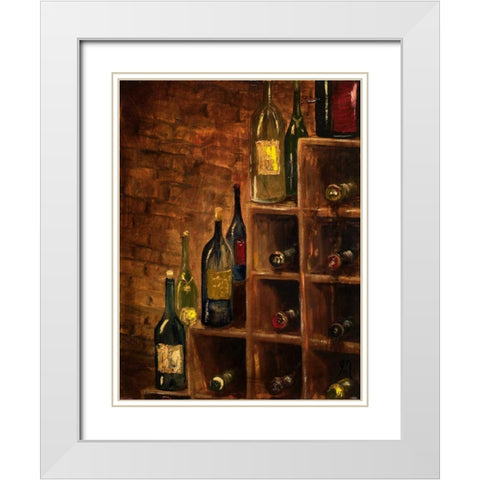 Racked Wine White Modern Wood Framed Art Print with Double Matting by Monahan, Jodi
