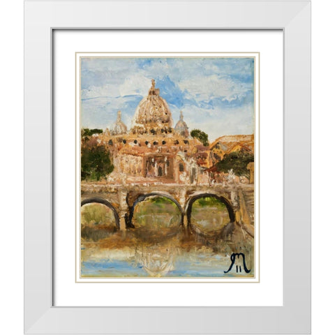 Italian City White Modern Wood Framed Art Print with Double Matting by Monahan, Jodi