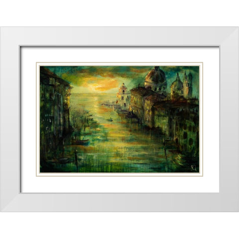 Venezia Basilica White Modern Wood Framed Art Print with Double Matting by Monahan, Jodi