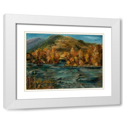 Fall Comes White Modern Wood Framed Art Print with Double Matting by Monahan, Jodi