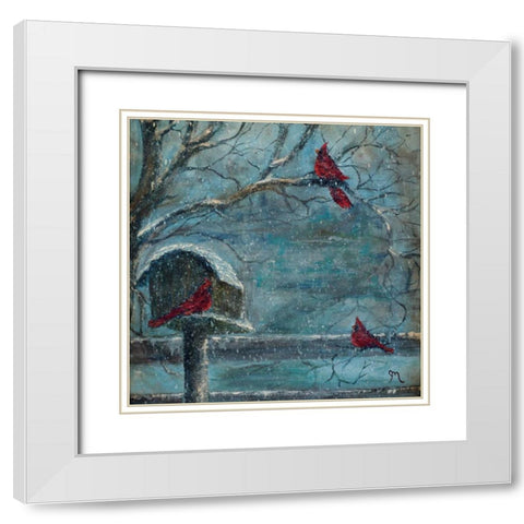 Three Reds White Modern Wood Framed Art Print with Double Matting by Monahan, Jodi