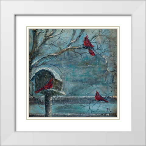 Three Reds White Modern Wood Framed Art Print with Double Matting by Monahan, Jodi