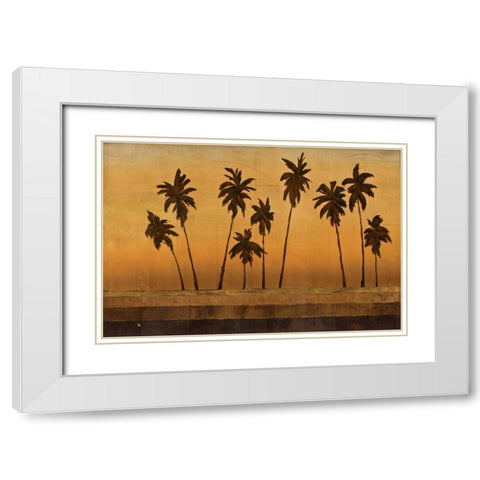 Sunset Palms II White Modern Wood Framed Art Print with Double Matting by Martin, Cheryl