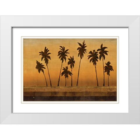Sunset Palms II White Modern Wood Framed Art Print with Double Matting by Martin, Cheryl