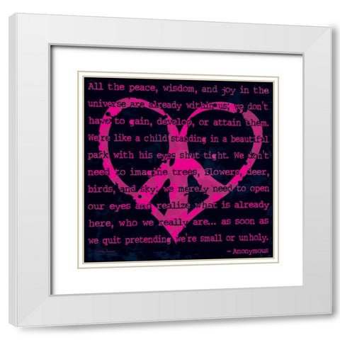 Peace Sign IV White Modern Wood Framed Art Print with Double Matting by Murray, Sylvia
