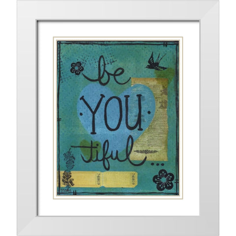 BeYOUtiful White Modern Wood Framed Art Print with Double Matting by Martin, Monica