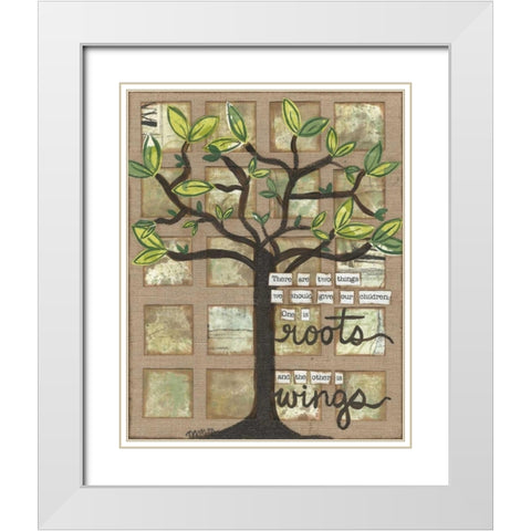 Roots And Wings White Modern Wood Framed Art Print with Double Matting by Martin, Monica