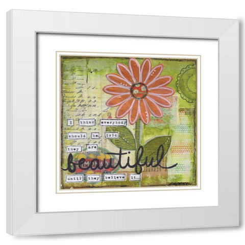 I Think White Modern Wood Framed Art Print with Double Matting by Martin, Monica