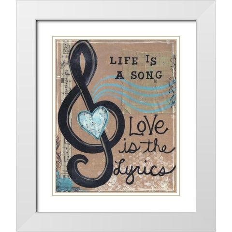 Life Is A Song White Modern Wood Framed Art Print with Double Matting by Martin, Monica