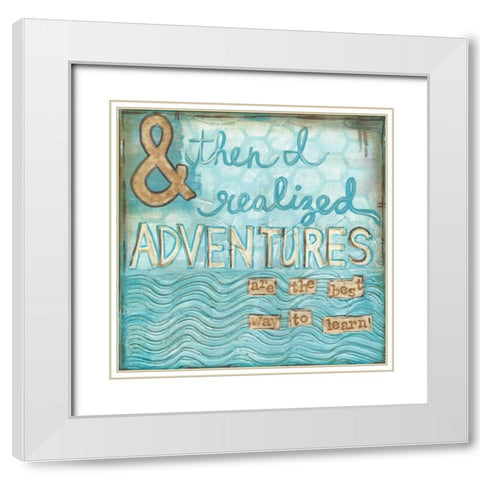 Adventures White Modern Wood Framed Art Print with Double Matting by Martin, Monica