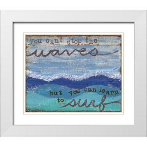 Waves Surf White Modern Wood Framed Art Print with Double Matting by Martin, Monica