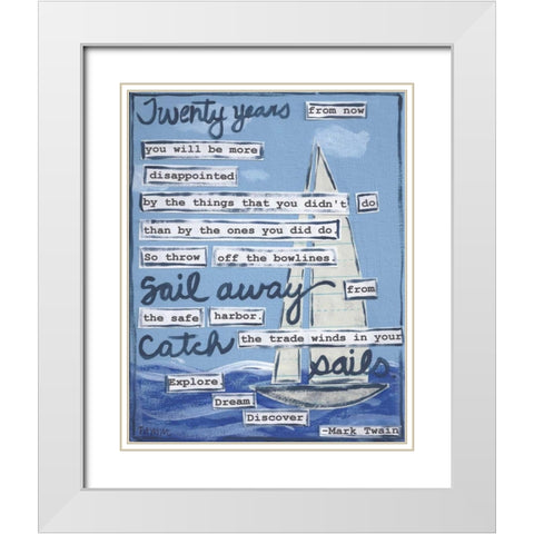 Sailing White Modern Wood Framed Art Print with Double Matting by Martin, Monica