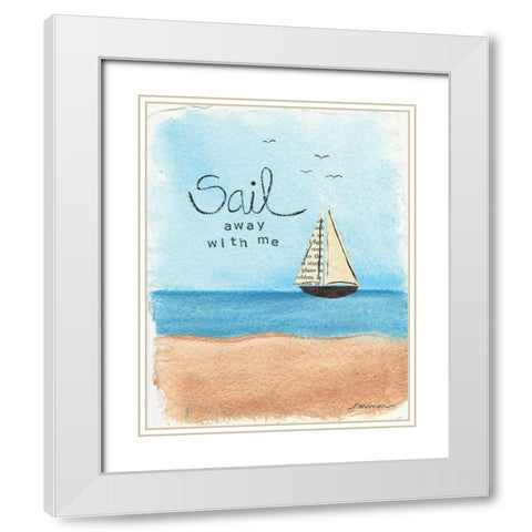 Sail Away White Modern Wood Framed Art Print with Double Matting by Martin, Monica