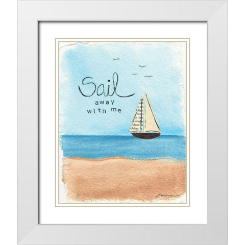 Sail Away White Modern Wood Framed Art Print with Double Matting by Martin, Monica