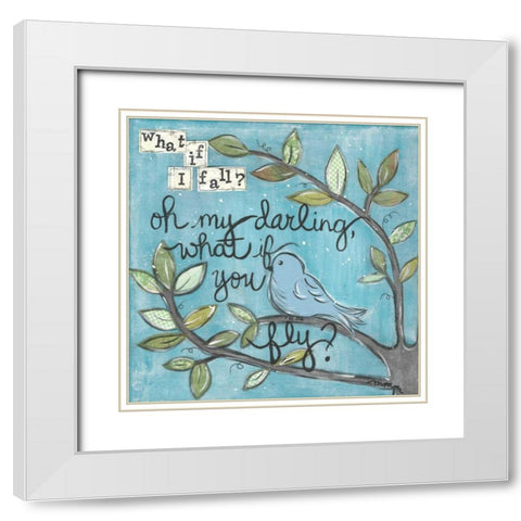 What If You Fly White Modern Wood Framed Art Print with Double Matting by Martin, Monica