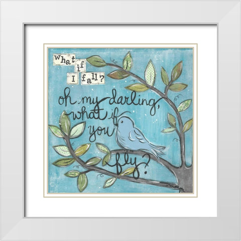 What If You Fly White Modern Wood Framed Art Print with Double Matting by Martin, Monica