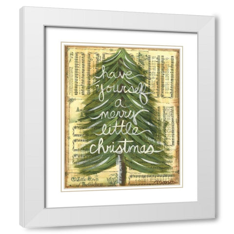 Merry Little Christmas White Modern Wood Framed Art Print with Double Matting by Martin, Monica